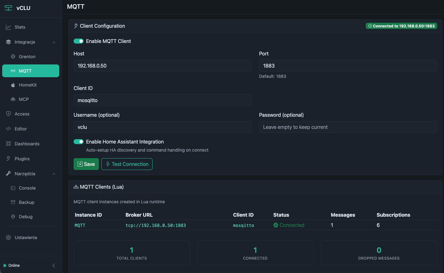 Konfiguracja klienta MQTT